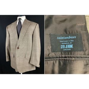 Size EU54 S Saint Andrews Super 150's Wool Sport Coat Blazer Jacket Italy